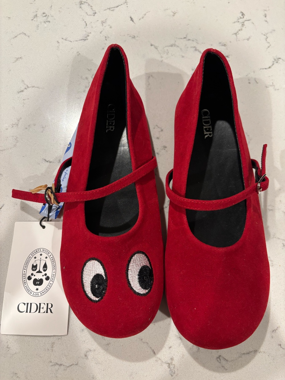 CIDER Kids Red Mary Jane Shoes with Playful Eye Detail Size 38